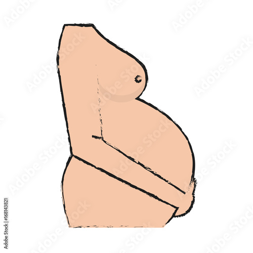 Colorful pregnant body doodle over white background vector illustration
