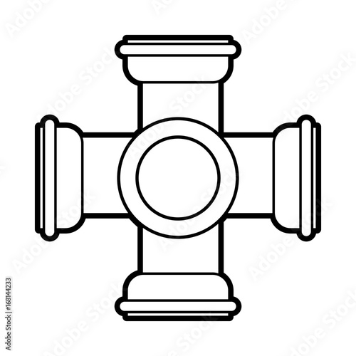 Flat line pipes uncolored over white background vector illustration