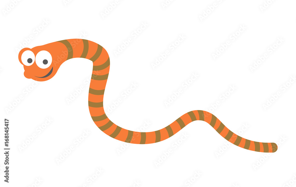 Naklejka premium Funny striped earthworm with big eyes isolated illustration