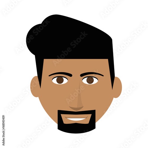 happy handsome tan skin man wth beard icon image vector illustration design 