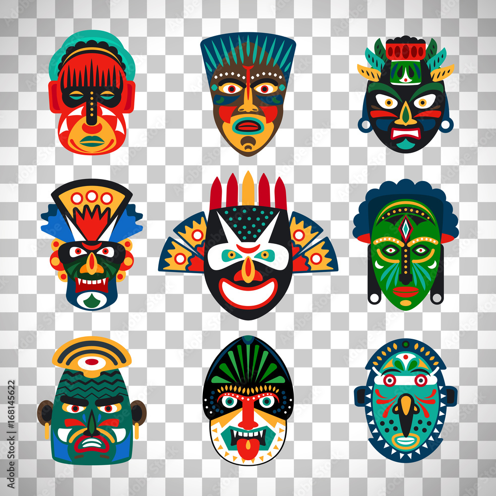 Tribal indian or african colorful masks