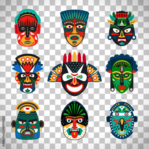 Tribal indian or african colorful masks