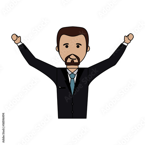 businessman with arms up icon image vector illustration design 