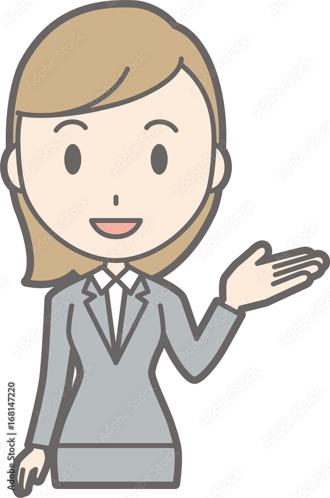 Illustration guided by a young woman in suit Illustration guided by a young woman in suit