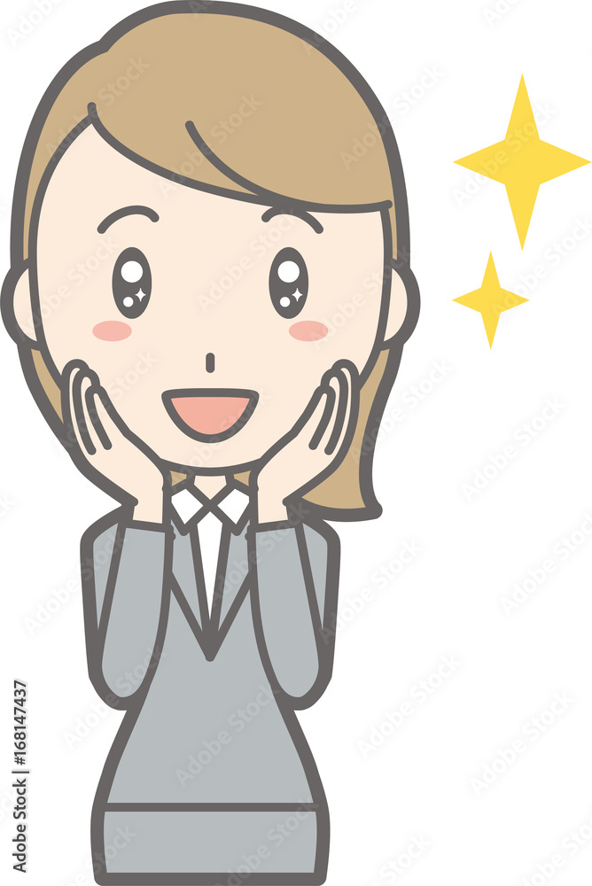 Illustration that a young woman in suit wears her eyes shining Illustration that a young woman in suit wears her eyes shining