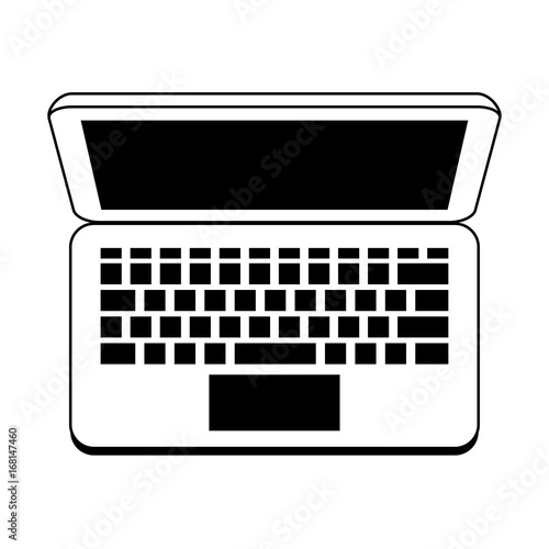 laptop computer topview icon image vector illustration design  black and white