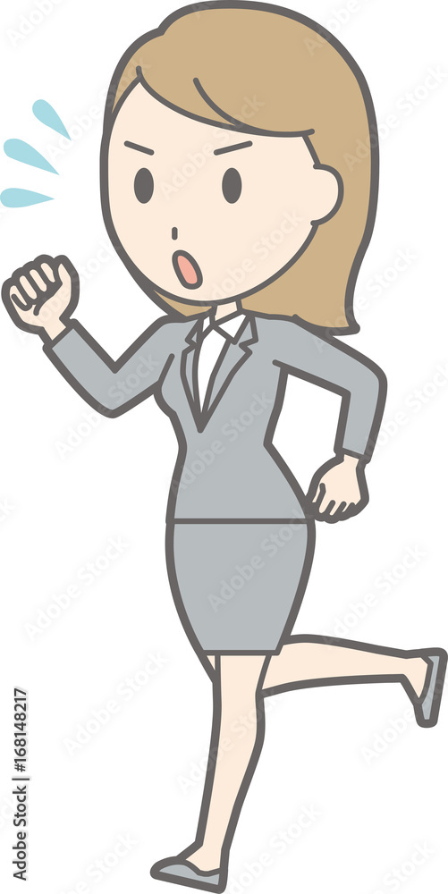 A young lady in a suit is running Illustration A young lady in a suit is running Illustration