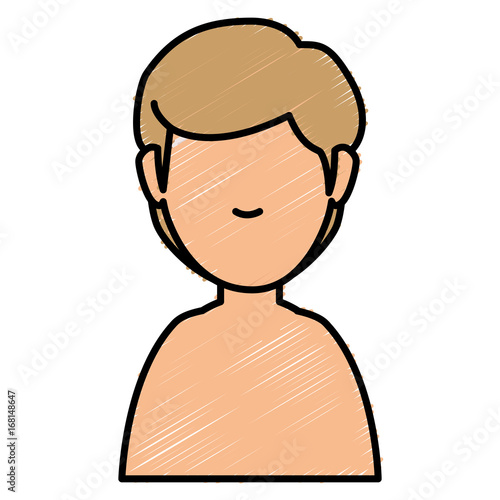 young man shirtless avatar character vector illustration design