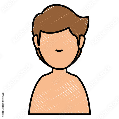 young man shirtless avatar character vector illustration design