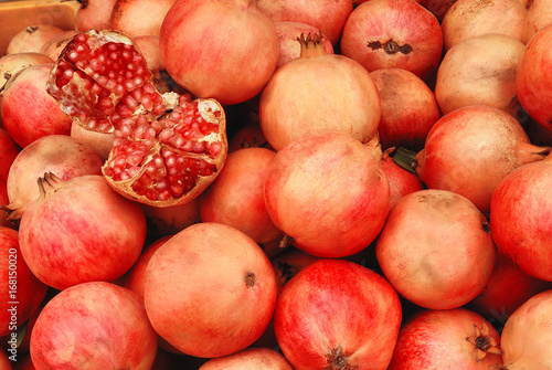 Full Frame Shot Of Pomegranates. Background texture of Pomegranate closeup.