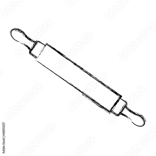wooden rolling pin icon kitchen tool for bakery vector illustration