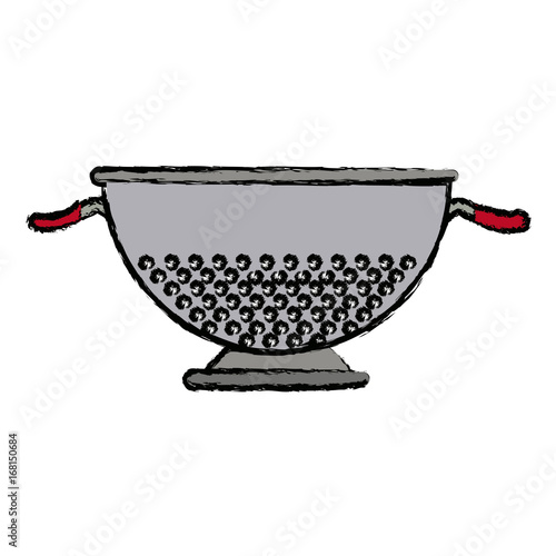 metal kitchen strainer cooking element icon vector illustration