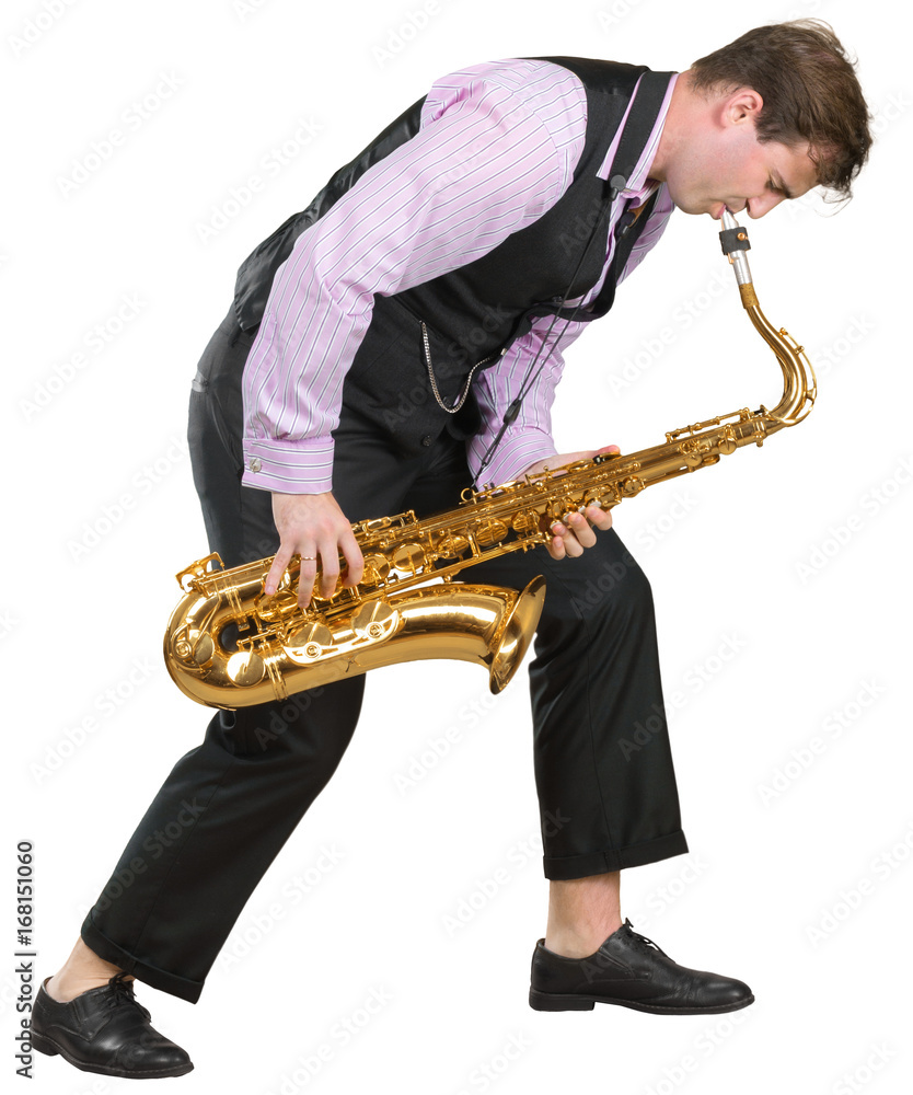 Naklejka premium Man playing on a saxophone