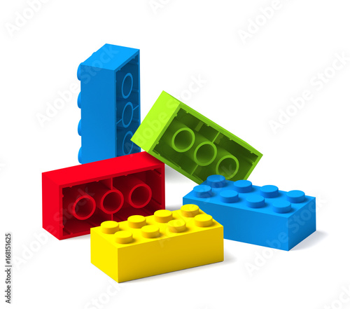 Colorful building toy blocks 3D