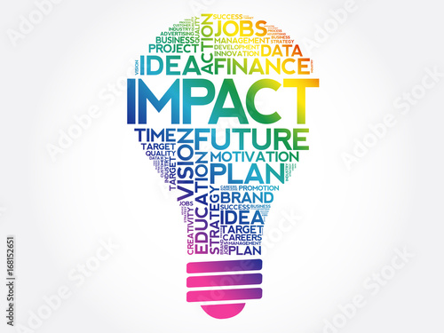 IMPACT bulb word cloud collage, business concept background