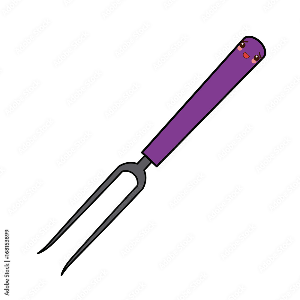 kawaii grill fork tool cooking kitchen cartoon vector illustration kawaii grill fork tool cooking kitchen cartoon vector illustration