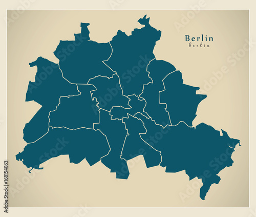 Modern City Map - Berlin city of Germany with boroughs DE