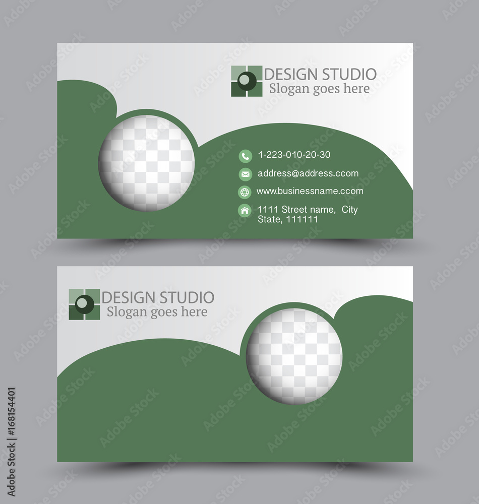Business card design set template for company corporate style. Green color. Vector illustration. Business card design set template for company corporate style. Green color. Vector illustration.