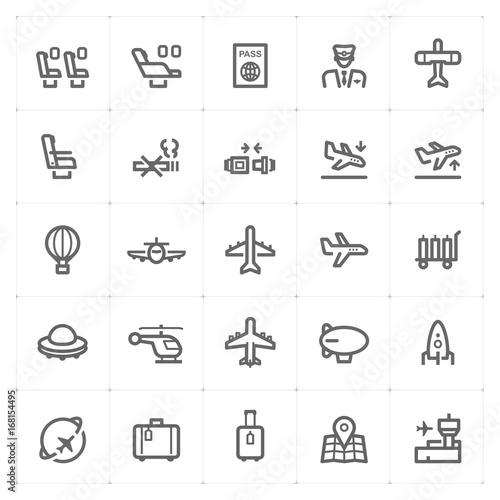 Icon set – airplane and airport vector illustration