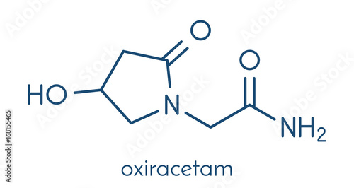 Oxiracetam nootropic drug molecule. Skeletal formula. photo