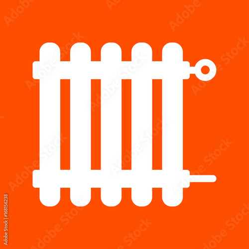 white radiator icon on orange background
