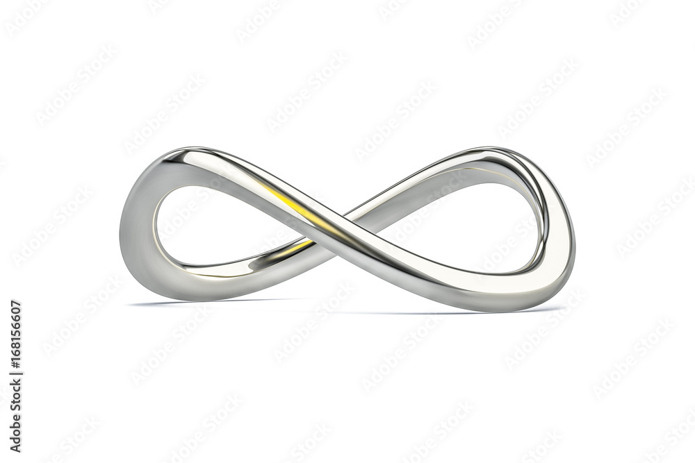 a chrome infinity sign isolated on white a chrome infinity sign isolated on white