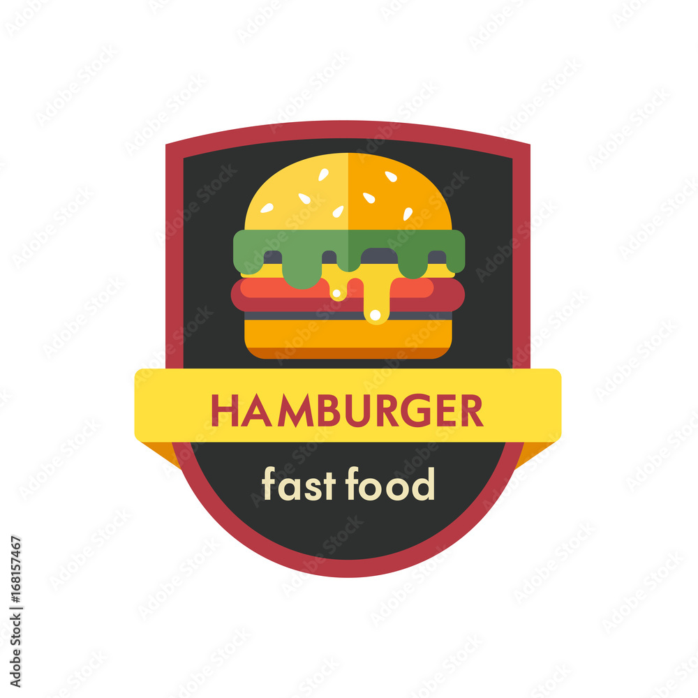 Fototapeta premium Hamburger logo. Vector illustration, icon. Fast food.