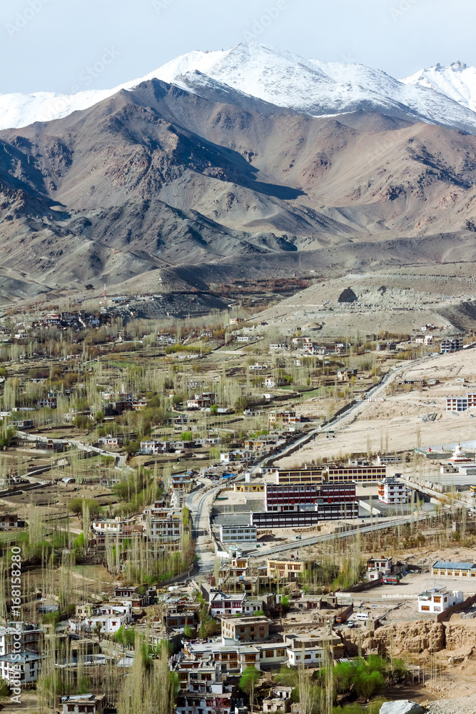 aerial view of Leh Ladakh City, India