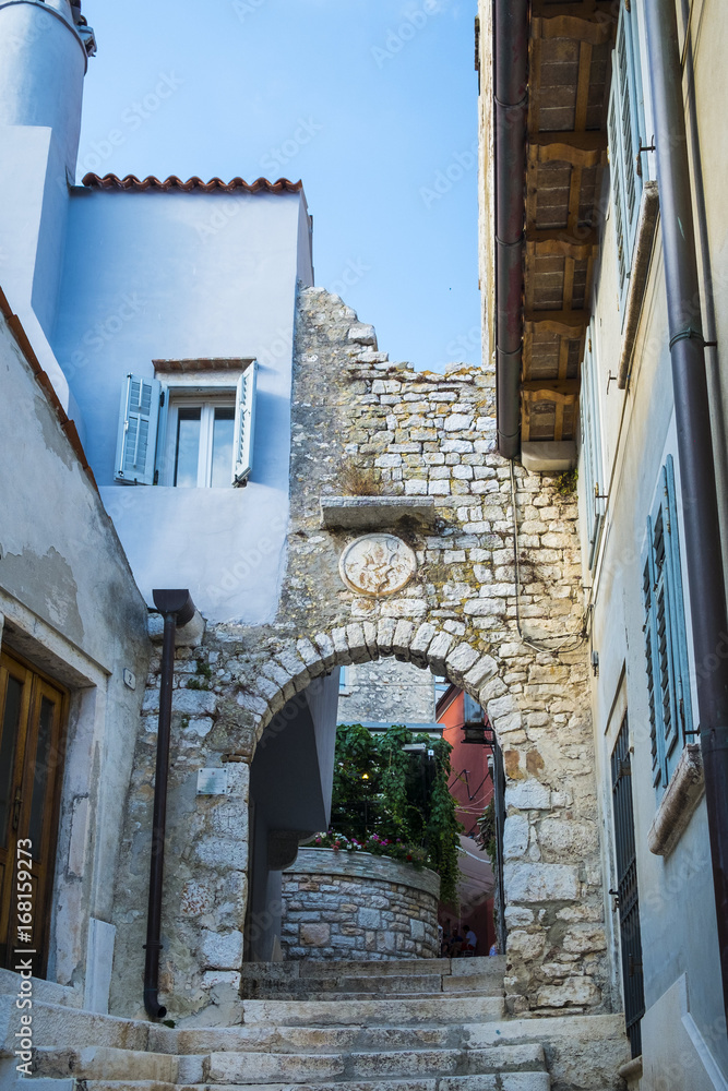 Old stone gate at Rovinj, Croatia.