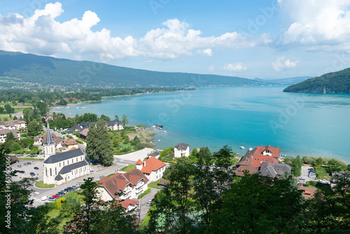 View of the Annecy lake with village of Duingt © Philipimage