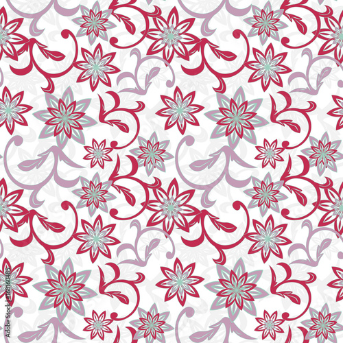seamless damask pattern in red ahn blue. Vintage ornament. background for wallpaper, printing on the packaging paper, textiles, tile.