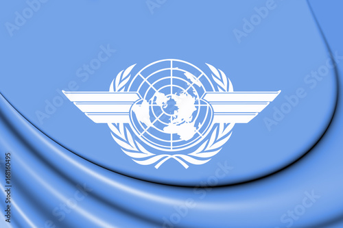 3D Flag of the ICAO.  photo