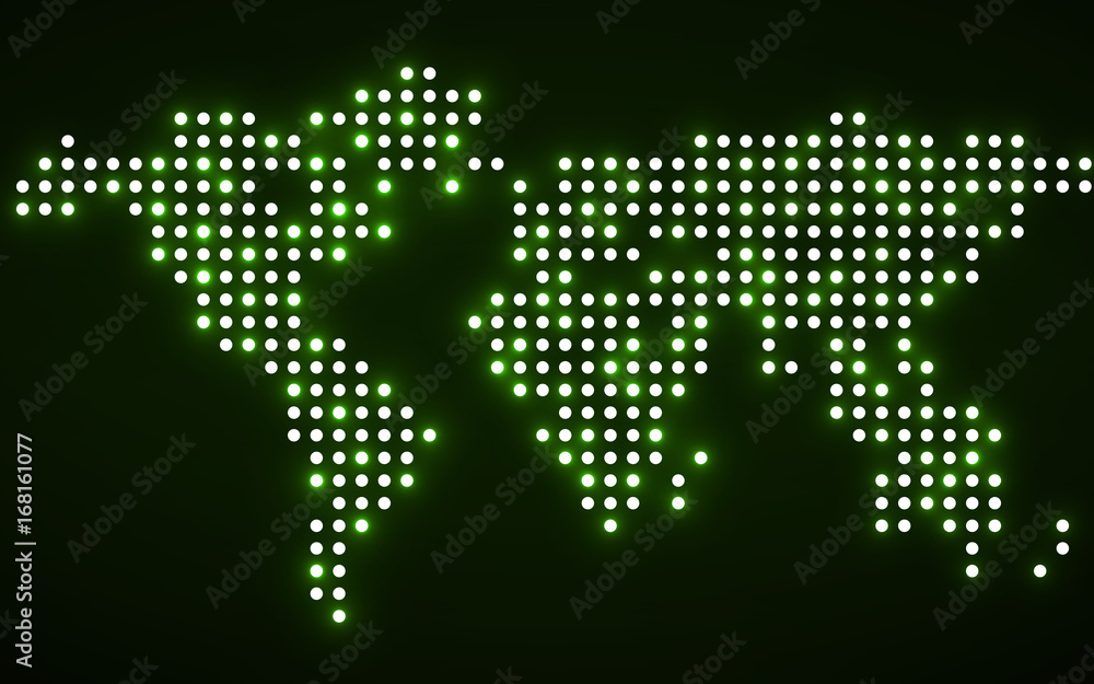 Fototapeta premium Abstract world map with glowing dots. Vector