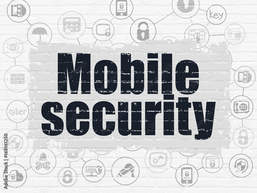 Fototapeta premium Safety concept: Mobile Security on wall background