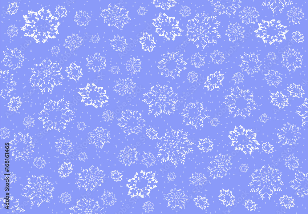 falling snow, simple background. white snowflakes on blue background falling snow, simple background. white snowflakes on blue background