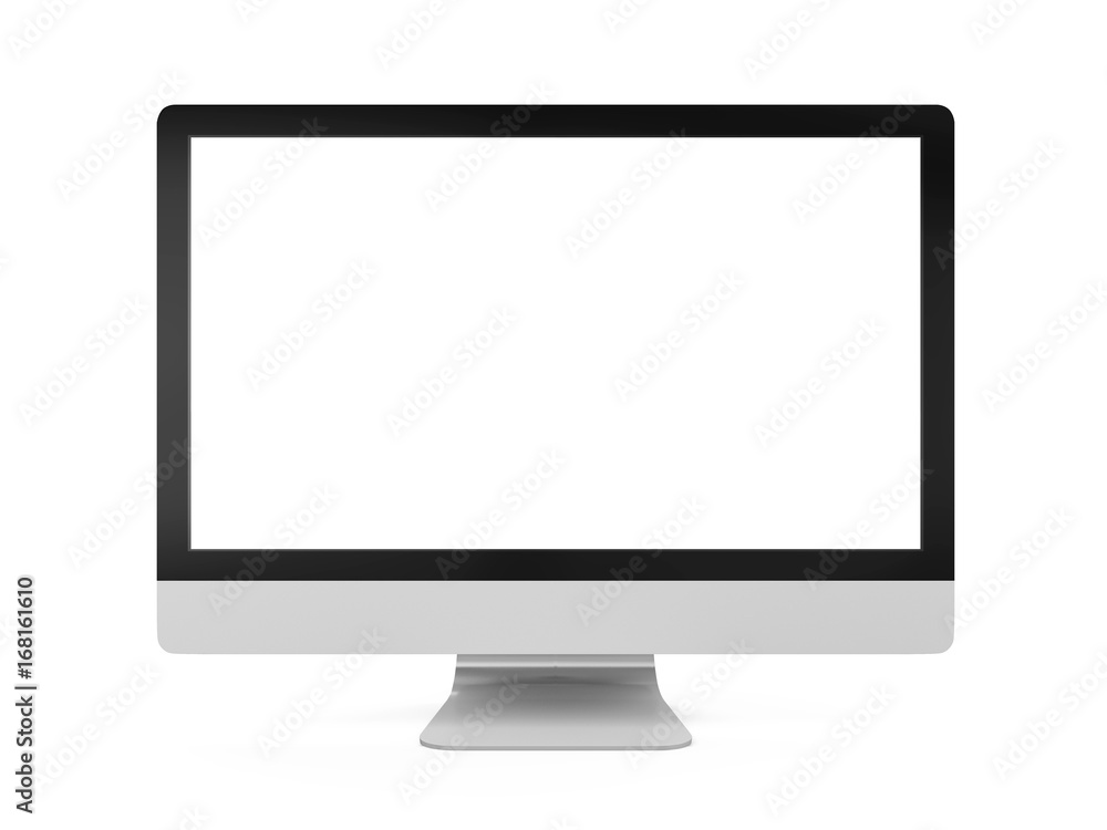 Computer Monitor with Blank White Screen Isolated Computer Monitor with Blank White Screen Isolated