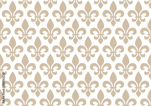 Beige and white seamless floral pattern with royal lily
