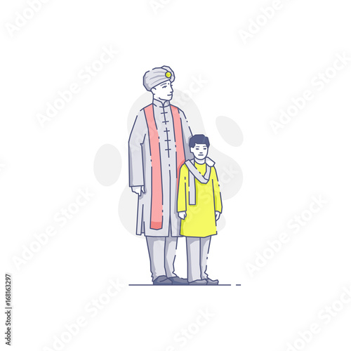 Indian man standing with son