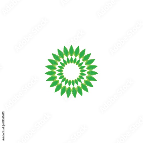 Leaf Floral logo template. Organic product. Green logo. Design template of natural logo with green. Circles and leaves