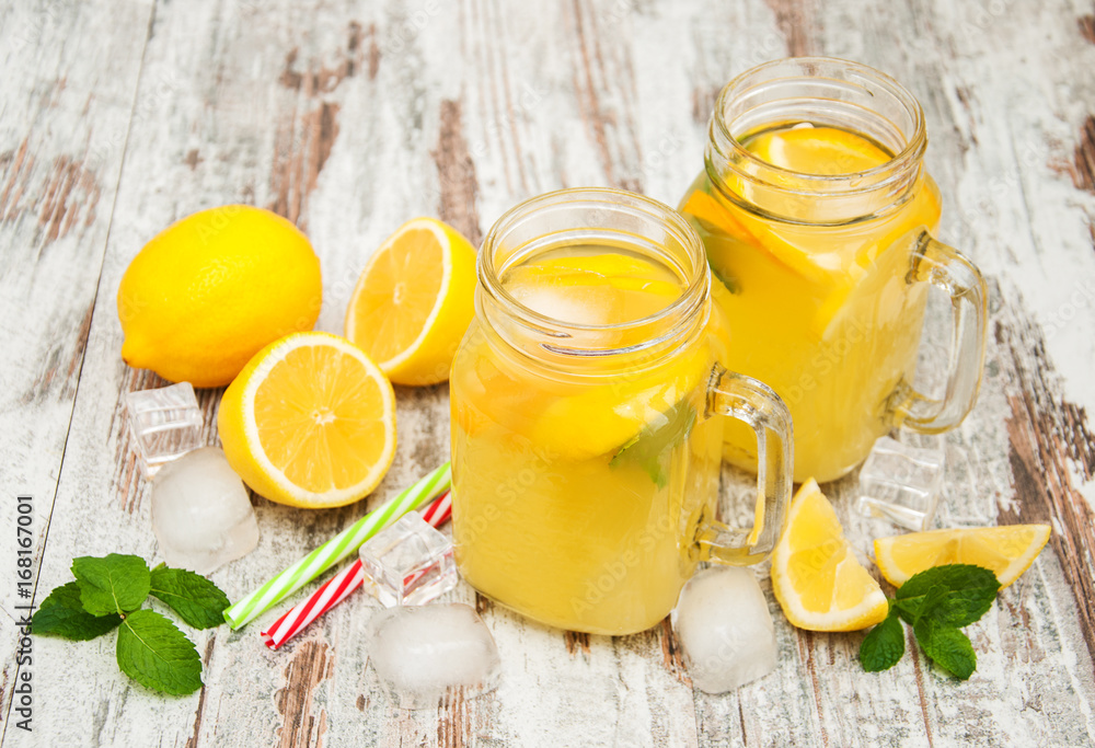 Jars with lemonade Jars with lemonade