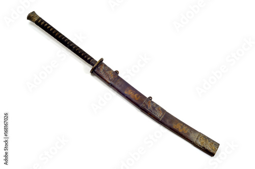 legend of ancient Samurai grand sword with white isolate background