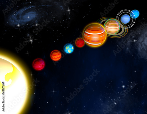 Fototapeta Naklejka Na Ścianę i Meble -  Sistema solare, pianeti e sole. Libro per bambini