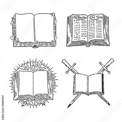 Retro book vector set engraving old style
