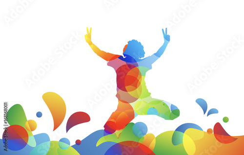 bambino, saltare, cromoterapia, gioco, giocare