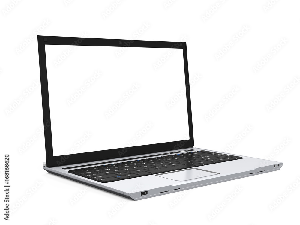 Laptop with Blank White Screen Isolated Laptop with Blank White Screen Isolated