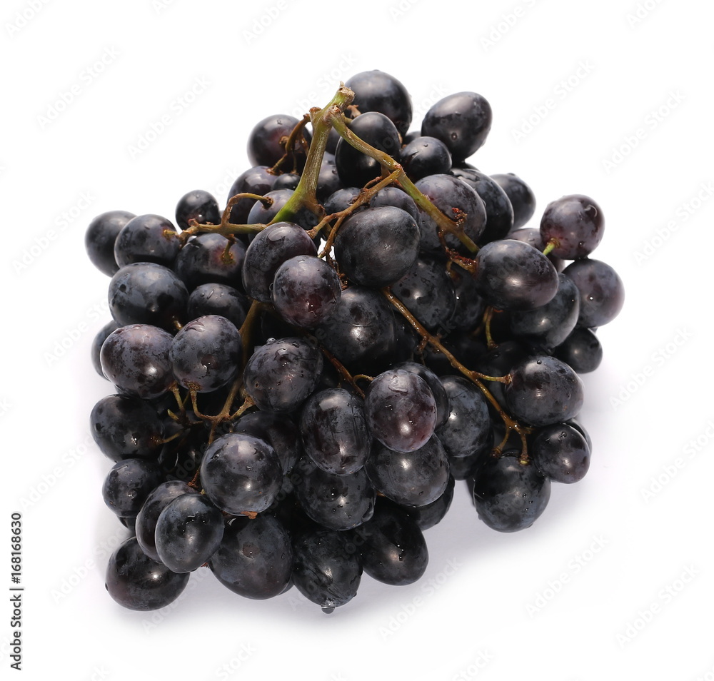 Dark grapes, isolated on white background