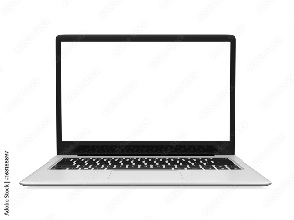 Laptop with Blank White Screen Isolated Laptop with Blank White Screen Isolated
