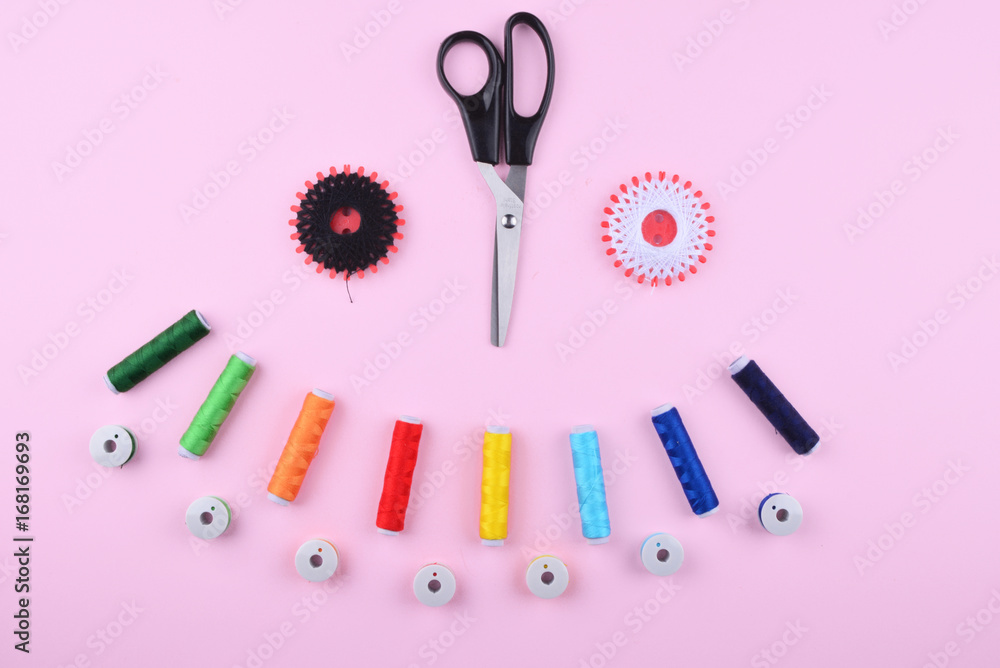 Background with sewing tools and accessories. Background with sewing tools and accessories.
