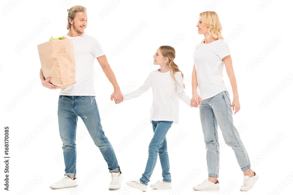family with paper bag family with paper bag