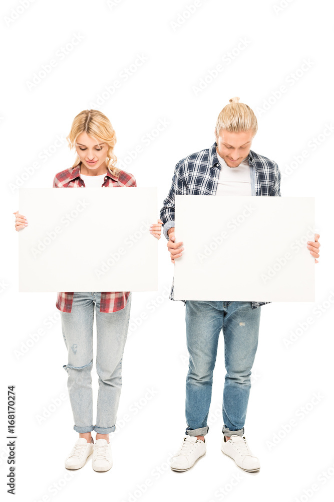 couple with empty banners
